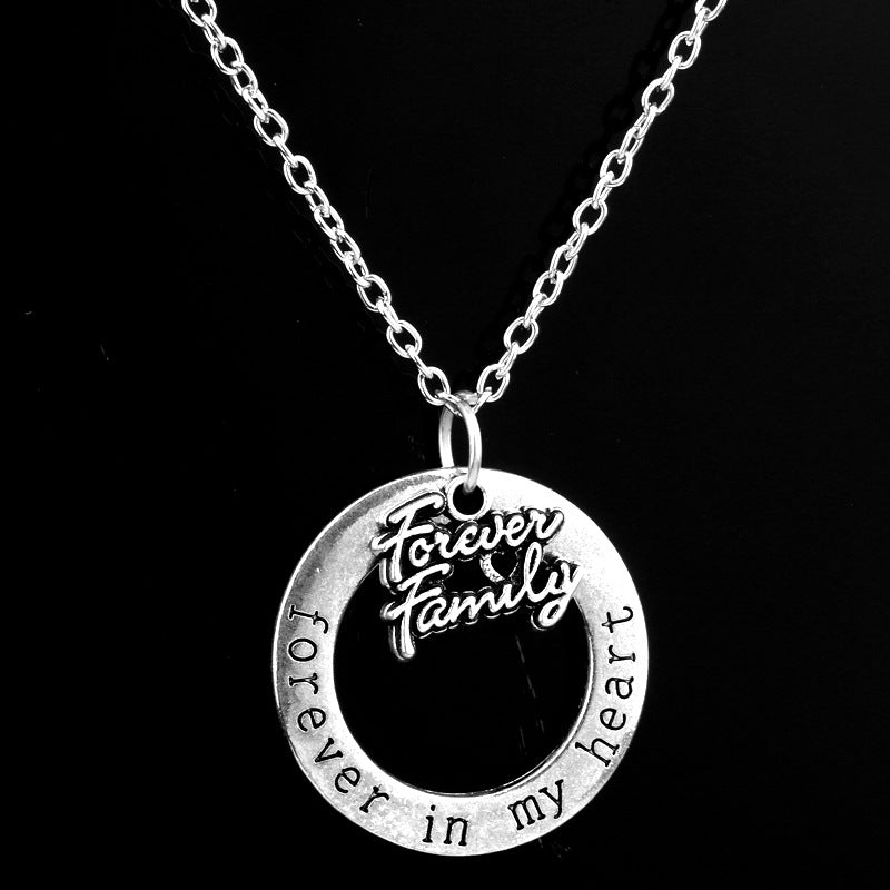 Wholesale Mother's Day Alloy Engraved Forever in Heart Pendant Necklace